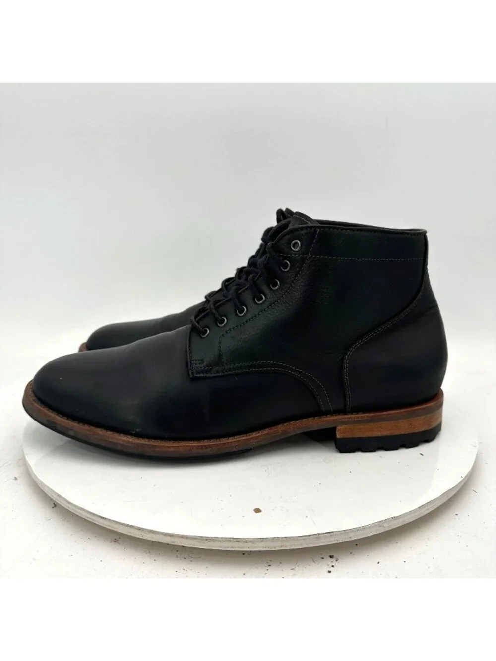 Warfield & Grand Scout Men Size 8.5 Black  Leather Cap Round Toe Ankle Boot